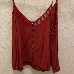 Red button up crop top size small
